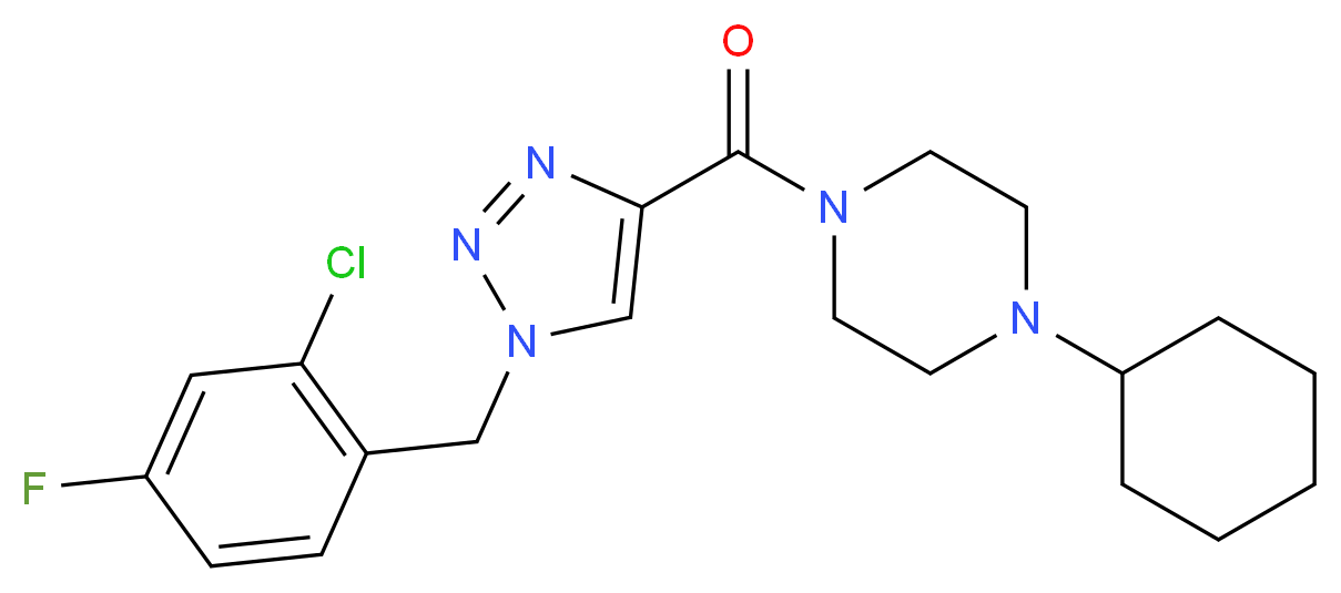 1-{[1-(2-chloro-4-fluorobenzyl)-1H-1,2,3-triazol-4-yl]carbonyl}-4-cyclohexylpiperazine_分子结构_CAS_)