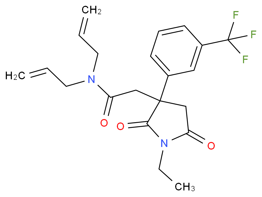 N,N-diallyl-2-{1-ethyl-2,5-dioxo-3-[3-(trifluoromethyl)phenyl]-3-pyrrolidinyl}acetamide_分子结构_CAS_)