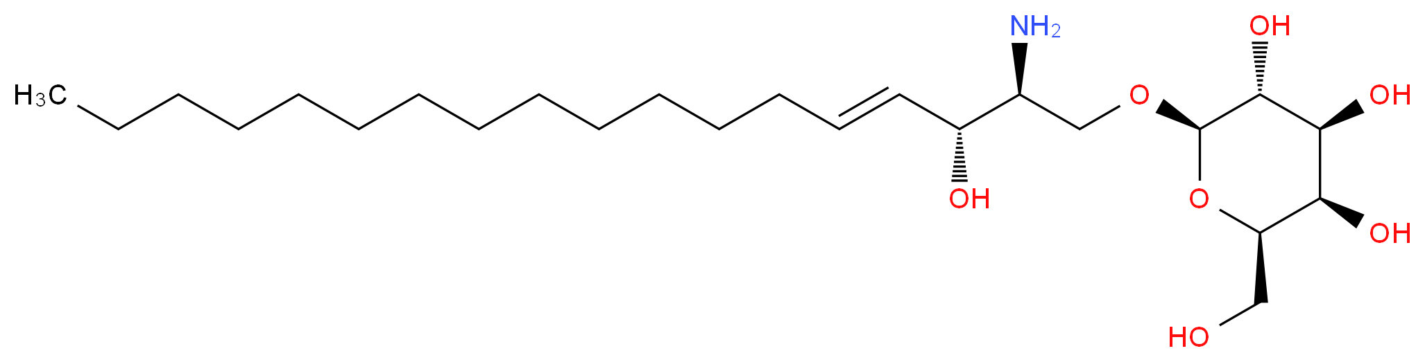 (2R,3R,4S,5R,6R)-2-{[(2S,3R,4E)-2-amino-3-hydroxyoctadec-4-en-1-yl]oxy}-6-(hydroxymethyl)oxane-3,4,5-triol_分子结构_CAS_2238-90-6