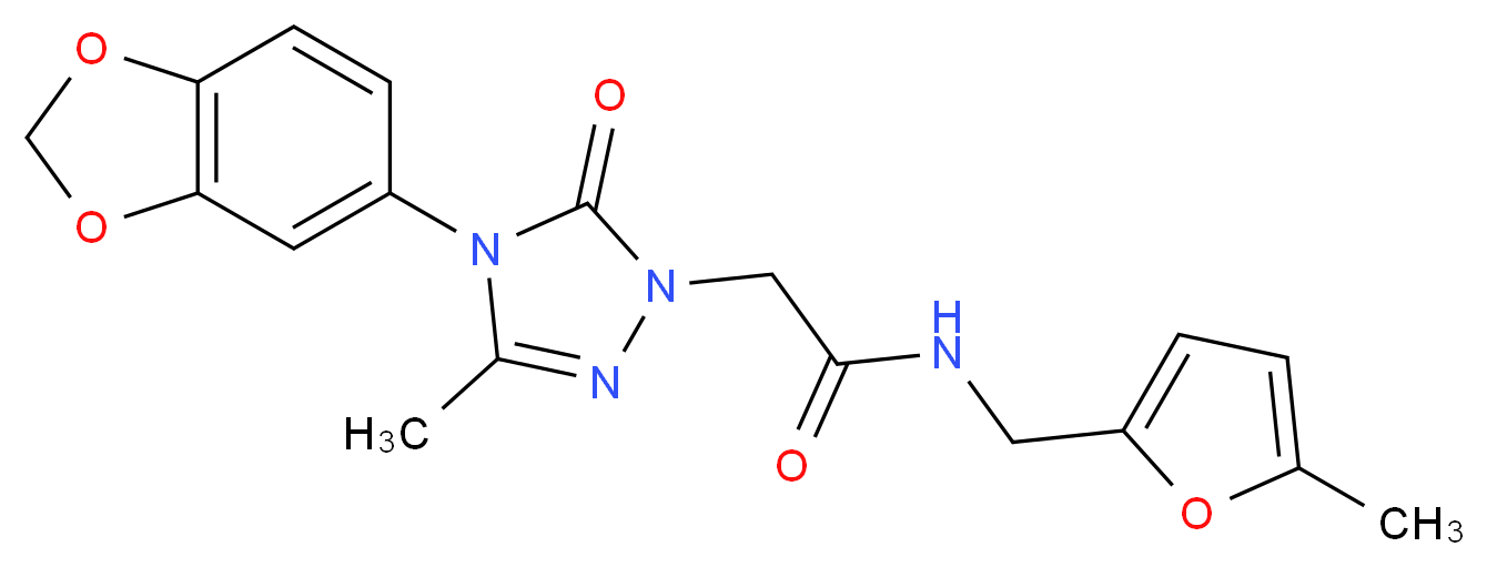 2-[4-(1,3-benzodioxol-5-yl)-3-methyl-5-oxo-4,5-dihydro-1H-1,2,4-triazol-1-yl]-N-[(5-methyl-2-furyl)methyl]acetamide_分子结构_CAS_)