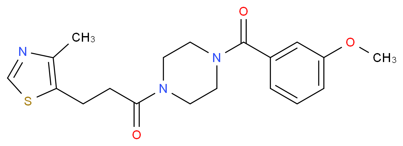 1-(3-methoxybenzoyl)-4-[3-(4-methyl-1,3-thiazol-5-yl)propanoyl]piperazine_分子结构_CAS_)