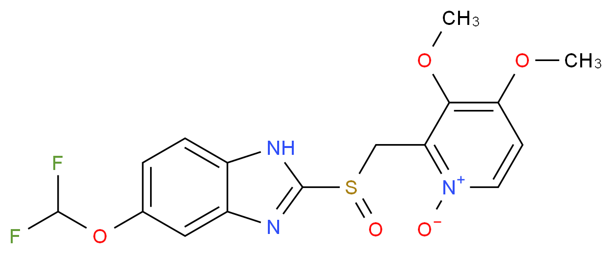 2-({[5-(difluoromethoxy)-1H-1,3-benzodiazol-2-yl]sulfinyl}methyl)-3,4-dimethoxypyridin-1-ium-1-olate_分子结构_CAS_953787-60-5