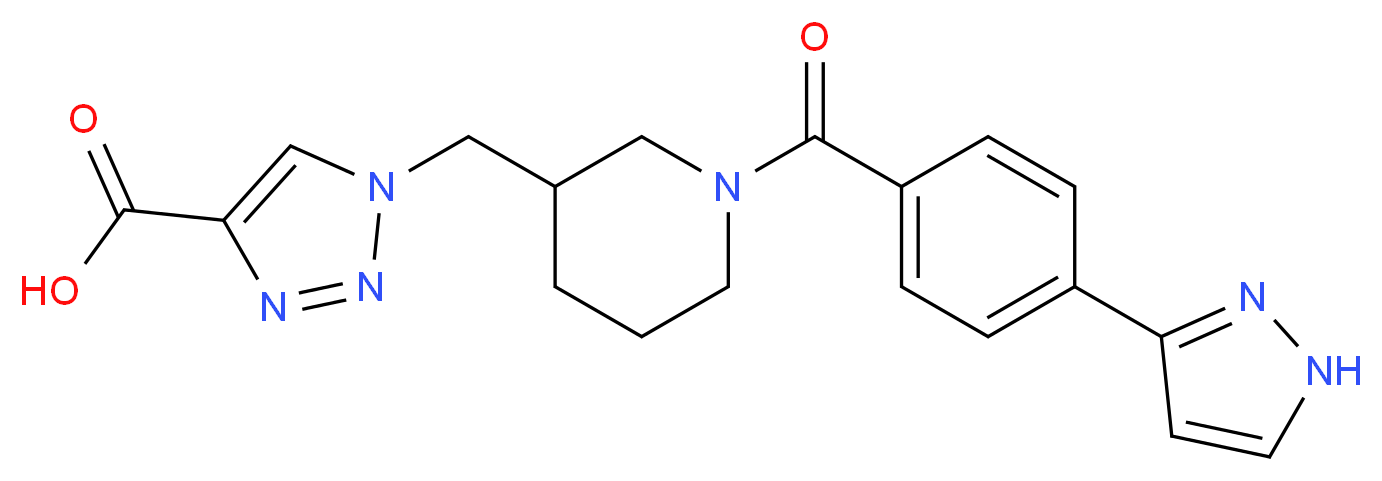 1-({1-[4-(1H-pyrazol-3-yl)benzoyl]piperidin-3-yl}methyl)-1H-1,2,3-triazole-4-carboxylic acid_分子结构_CAS_)