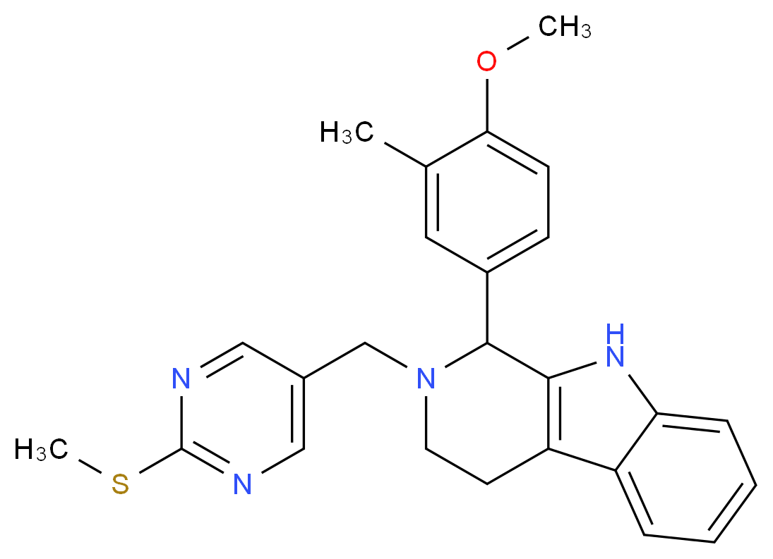 1-(4-methoxy-3-methylphenyl)-2-{[2-(methylthio)-5-pyrimidinyl]methyl}-2,3,4,9-tetrahydro-1H-beta-carboline_分子结构_CAS_)