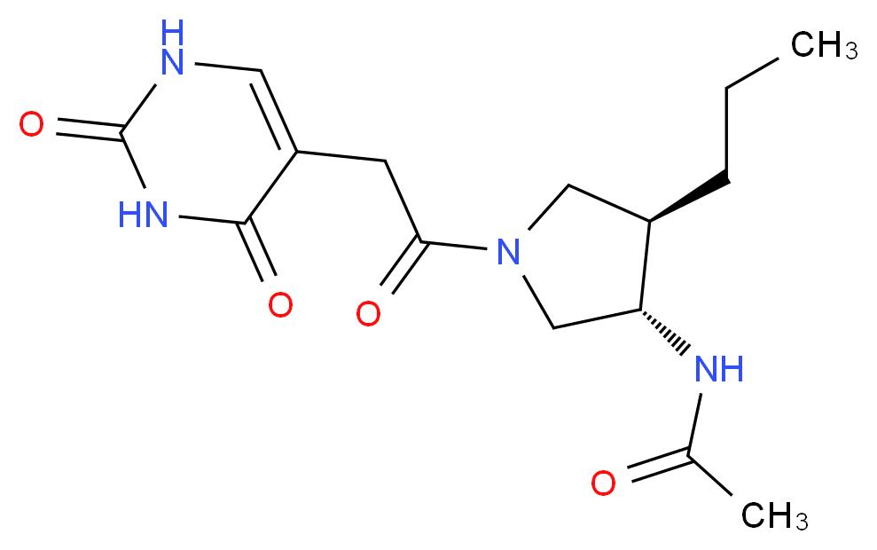 N-{(3S*,4R*)-1-[(2,4-dioxo-1,2,3,4-tetrahydropyrimidin-5-yl)acetyl]-4-propylpyrrolidin-3-yl}acetamide_分子结构_CAS_)