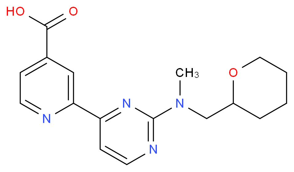 2-{2-[methyl(tetrahydro-2H-pyran-2-ylmethyl)amino]pyrimidin-4-yl}isonicotinic acid_分子结构_CAS_)