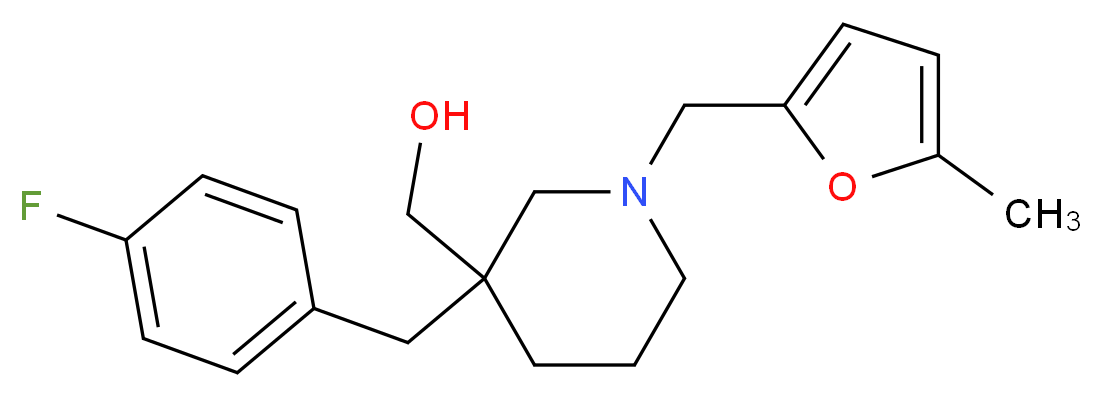 {3-(4-fluorobenzyl)-1-[(5-methyl-2-furyl)methyl]-3-piperidinyl}methanol_分子结构_CAS_)