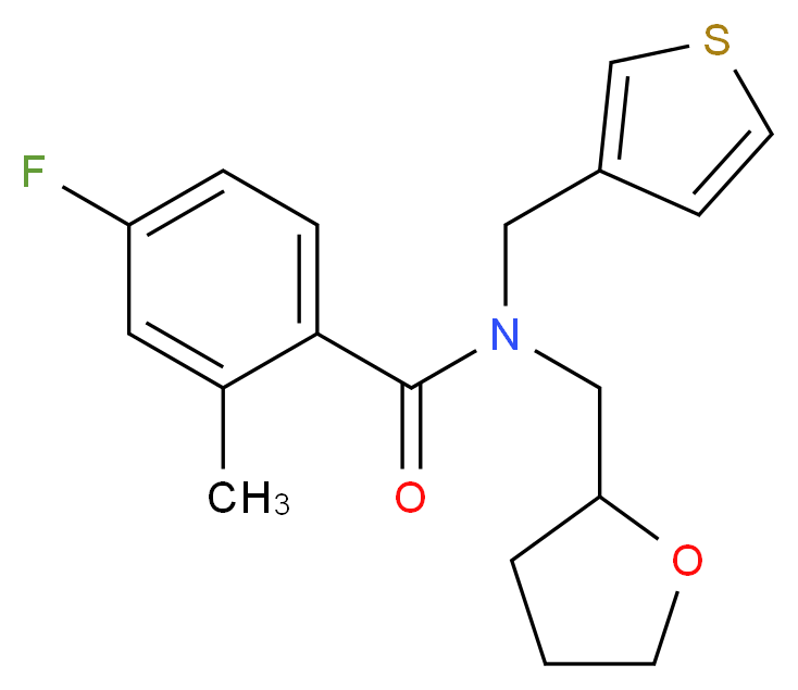 4-fluoro-2-methyl-N-(tetrahydrofuran-2-ylmethyl)-N-(3-thienylmethyl)benzamide_分子结构_CAS_)