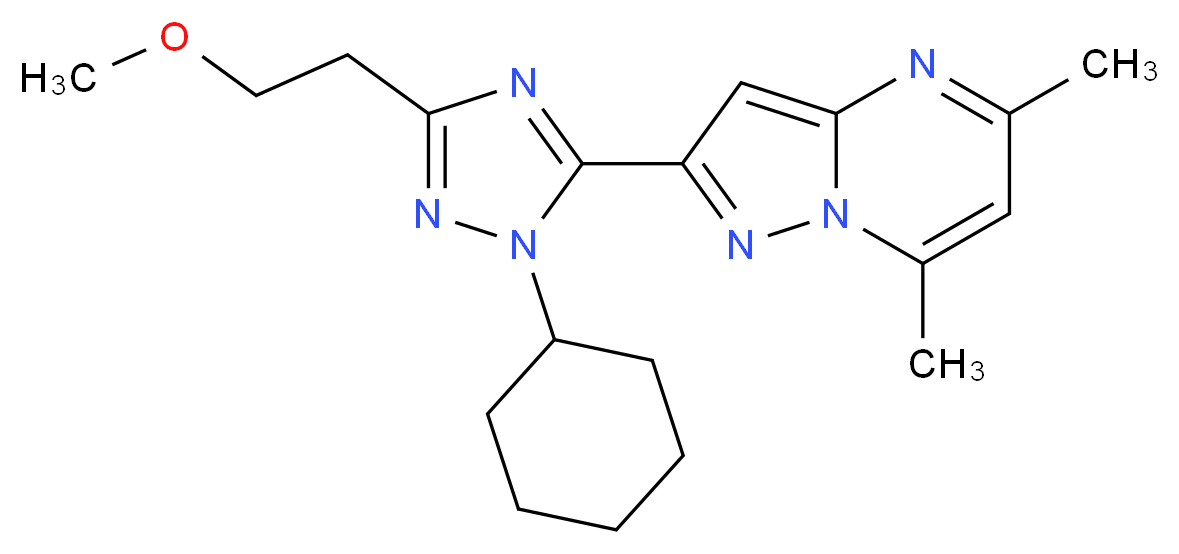 2-[1-cyclohexyl-3-(2-methoxyethyl)-1H-1,2,4-triazol-5-yl]-5,7-dimethylpyrazolo[1,5-a]pyrimidine_分子结构_CAS_)