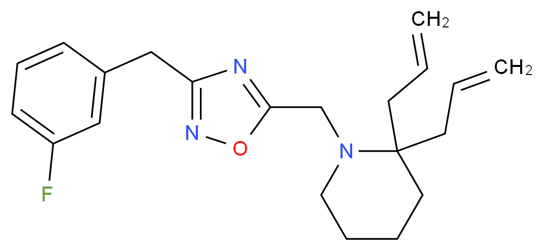2,2-diallyl-1-{[3-(3-fluorobenzyl)-1,2,4-oxadiazol-5-yl]methyl}piperidine_分子结构_CAS_)
