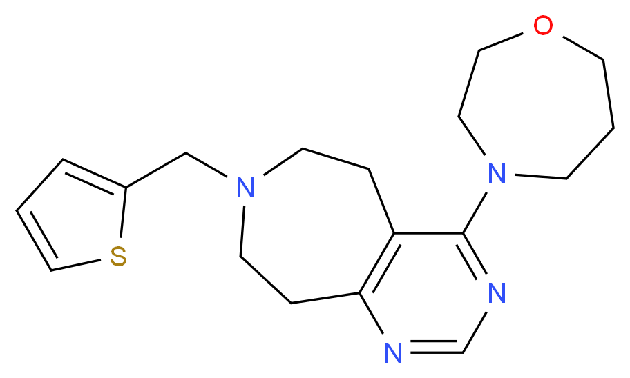 4-(1,4-oxazepan-4-yl)-7-(2-thienylmethyl)-6,7,8,9-tetrahydro-5H-pyrimido[4,5-d]azepine_分子结构_CAS_)