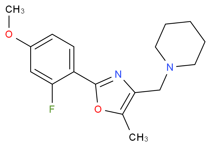 1-{[2-(2-fluoro-4-methoxyphenyl)-5-methyl-1,3-oxazol-4-yl]methyl}piperidine_分子结构_CAS_)