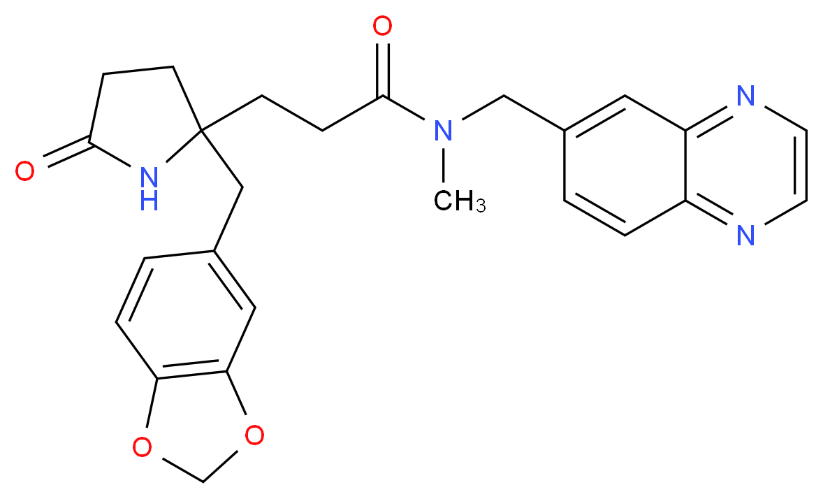 3-[2-(1,3-benzodioxol-5-ylmethyl)-5-oxo-2-pyrrolidinyl]-N-methyl-N-(6-quinoxalinylmethyl)propanamide_分子结构_CAS_)