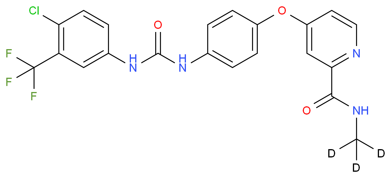 4-[4-({[4-chloro-3-(trifluoromethyl)phenyl]carbamoyl}amino)phenoxy]-N-(<sup>2</sup>H<sub>3</sub>)methylpyridine-2-carboxamide_分子结构_CAS_1130115-44-4