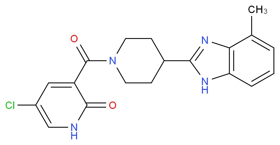 5-chloro-3-{[4-(4-methyl-1H-benzimidazol-2-yl)-1-piperidinyl]carbonyl}-2(1H)-pyridinone_分子结构_CAS_)
