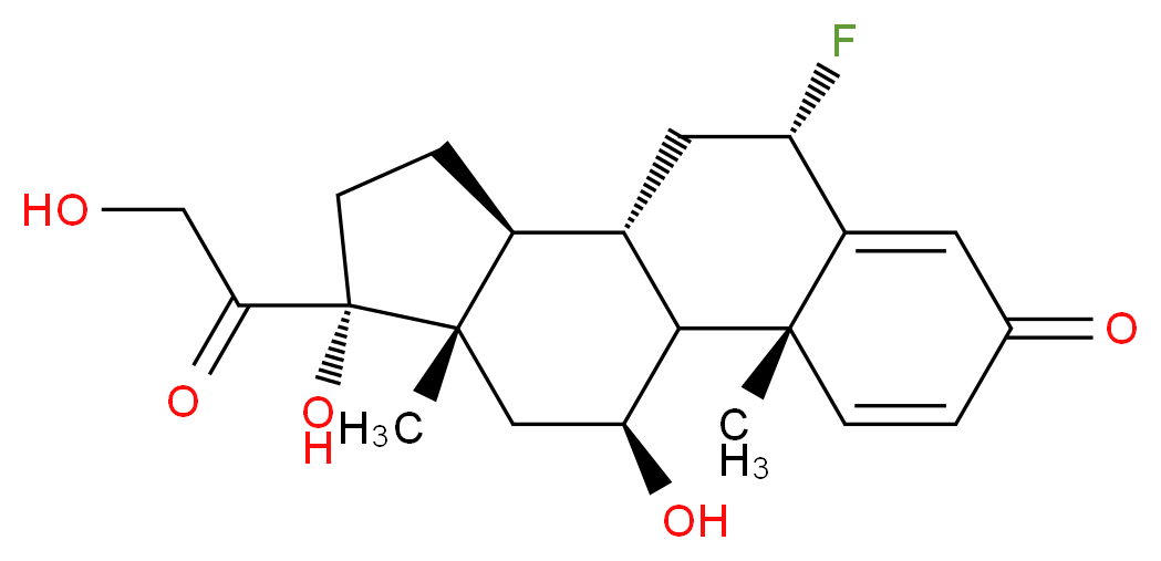 (1S,2R,8S,10S,11S,14R,15S,17S)-8-fluoro-14,17-dihydroxy-14-(2-hydroxyacetyl)-2,15-dimethyltetracyclo[8.7.0.0<sup>2</sup>,<sup>7</sup>.0<sup>1</sup><sup>1</sup>,<sup>1</sup><sup>5</sup>]heptadeca-3,6-dien-5-one_分子结构_CAS_53-34-9