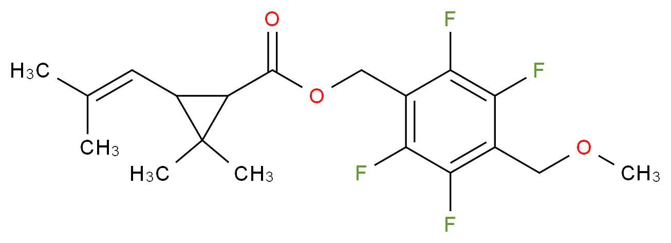 [2,3,5,6-tetrafluoro-4-(methoxymethyl)phenyl]methyl 2,2-dimethyl-3-(2-methylprop-1-en-1-yl)cyclopropane-1-carboxylate_分子结构_CAS_271241-14-6