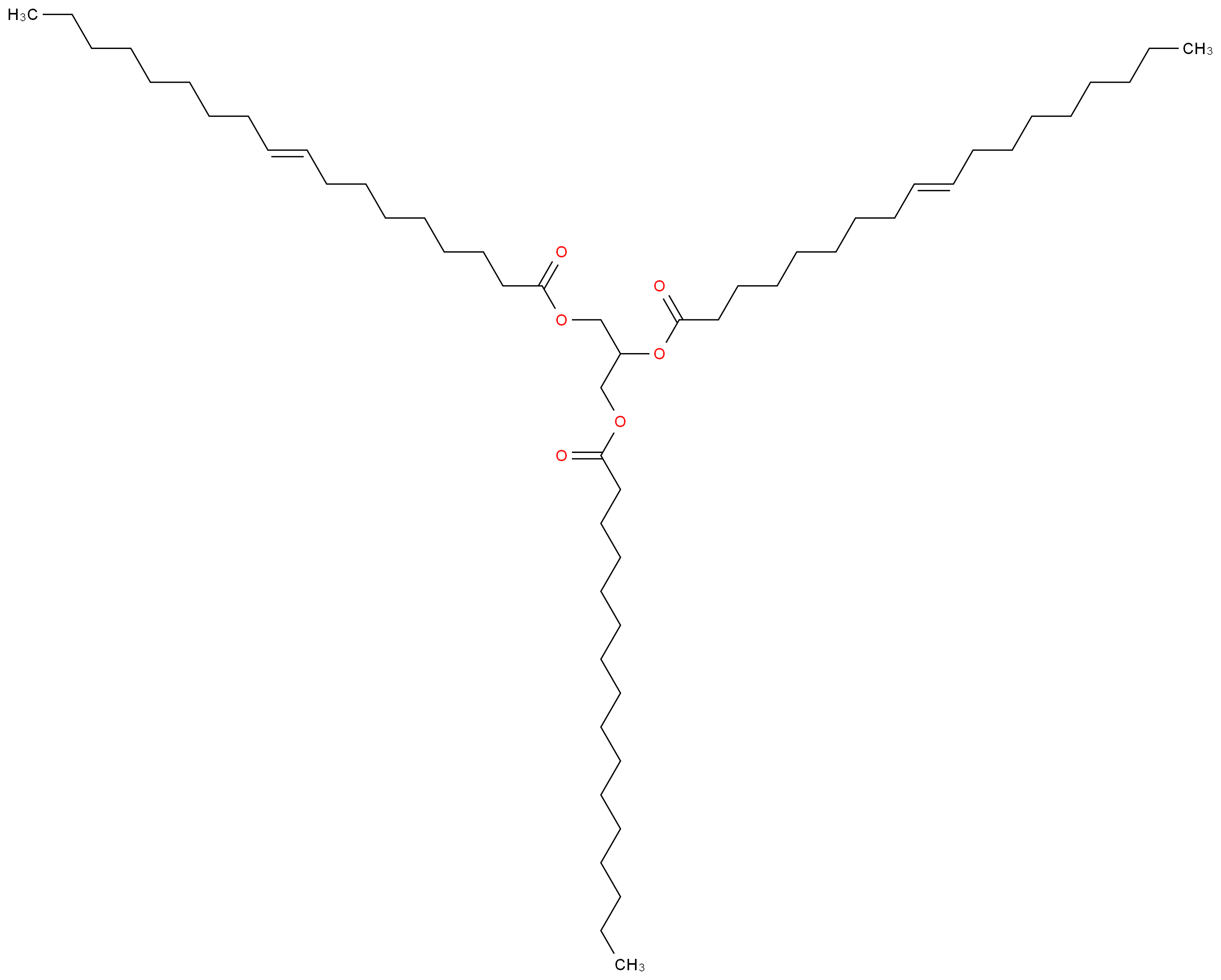 1-(hexadecanoyloxy)-3-[(9E)-octadec-9-enoyloxy]propan-2-yl (9E)-octadec-9-enoate_分子结构_CAS_65390-75-2