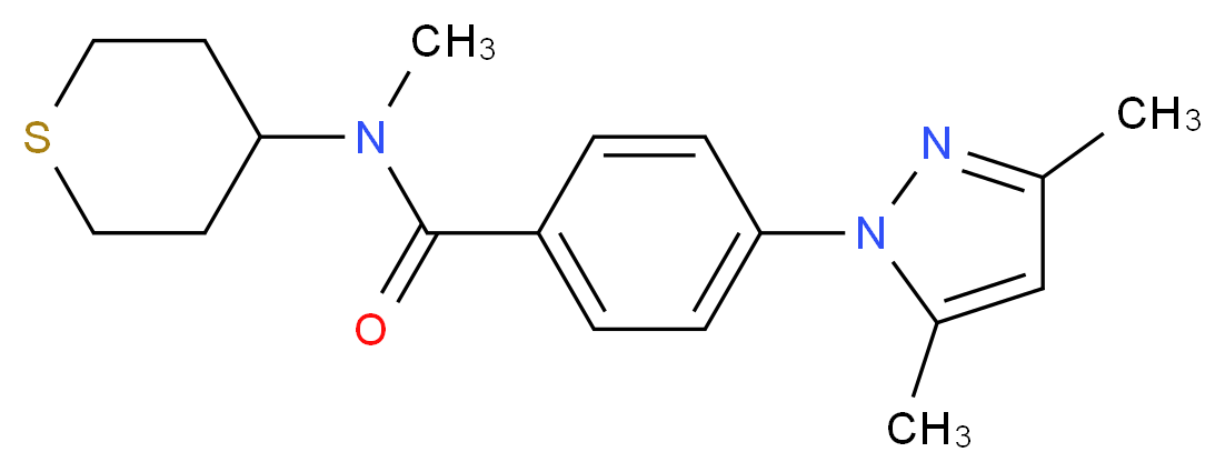 4-(3,5-dimethyl-1H-pyrazol-1-yl)-N-methyl-N-(tetrahydro-2H-thiopyran-4-yl)benzamide_分子结构_CAS_)