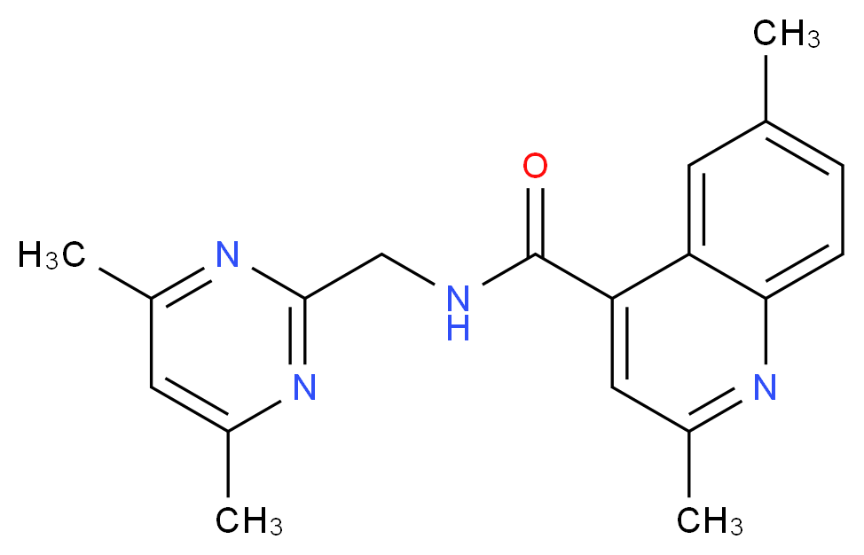N-[(4,6-dimethyl-2-pyrimidinyl)methyl]-2,6-dimethyl-4-quinolinecarboxamide_分子结构_CAS_)