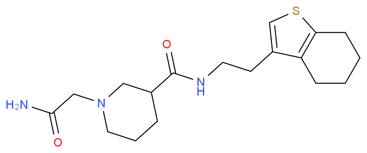 1-(2-amino-2-oxoethyl)-N-[2-(4,5,6,7-tetrahydro-1-benzothien-3-yl)ethyl]-3-piperidinecarboxamide_分子结构_CAS_)