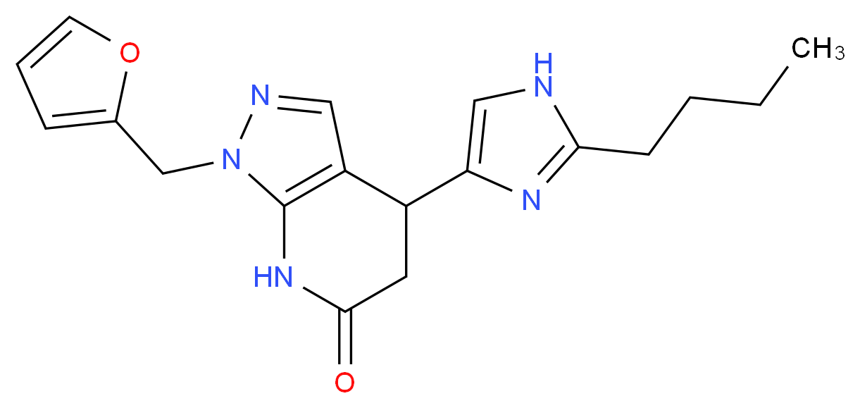 4-(2-butyl-1H-imidazol-4-yl)-1-(2-furylmethyl)-1,4,5,7-tetrahydro-6H-pyrazolo[3,4-b]pyridin-6-one_分子结构_CAS_)