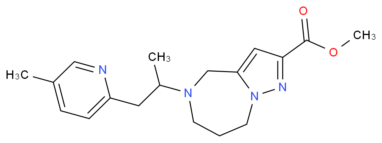 methyl 5-[1-methyl-2-(5-methylpyridin-2-yl)ethyl]-5,6,7,8-tetrahydro-4H-pyrazolo[1,5-a][1,4]diazepine-2-carboxylate_分子结构_CAS_)