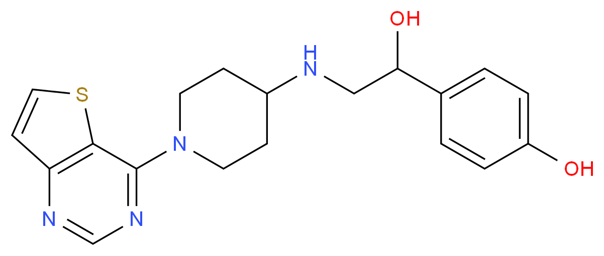 4-{1-hydroxy-2-[(1-thieno[3,2-d]pyrimidin-4-ylpiperidin-4-yl)amino]ethyl}phenol_分子结构_CAS_)