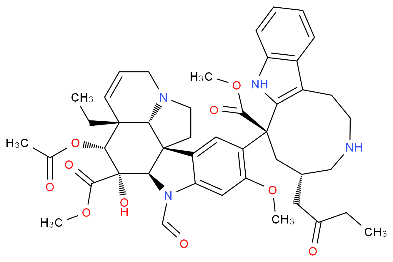 methyl (1R,9R,10S,11R,12R,19R)-11-(acetyloxy)-12-ethyl-8-formyl-10-hydroxy-5-methoxy-4-[(5S,7S)-7-(methoxycarbonyl)-5-(2-oxobutyl)-1H,2H,3H,4H,5H,6H,7H,8H-azonino[5,4-b]indol-7-yl]-8,16-diazapentacyclo[10.6.1.0<sup>1</sup>,<sup>9</sup>.0<sup>2</sup>,<sup>7</sup>.0<sup>1</sup><sup>6</sup>,<sup>1</sup><sup>9</sup>]nonadeca-2(7),3,5,13-tetraene-10-carboxylate_分子结构_CAS_910580-56-2