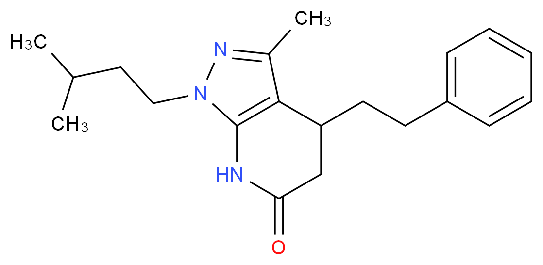 3-methyl-1-(3-methylbutyl)-4-(2-phenylethyl)-1,4,5,7-tetrahydro-6H-pyrazolo[3,4-b]pyridin-6-one_分子结构_CAS_)