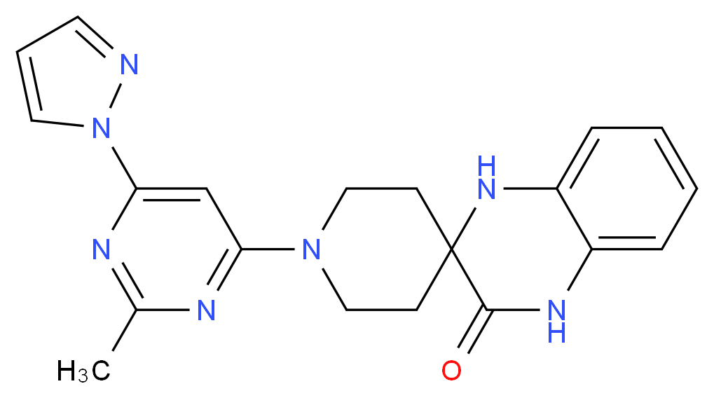 1-[2-methyl-6-(1H-pyrazol-1-yl)-4-pyrimidinyl]-1',4'-dihydro-3'H-spiro[piperidine-4,2'-quinoxalin]-3'-one_分子结构_CAS_)