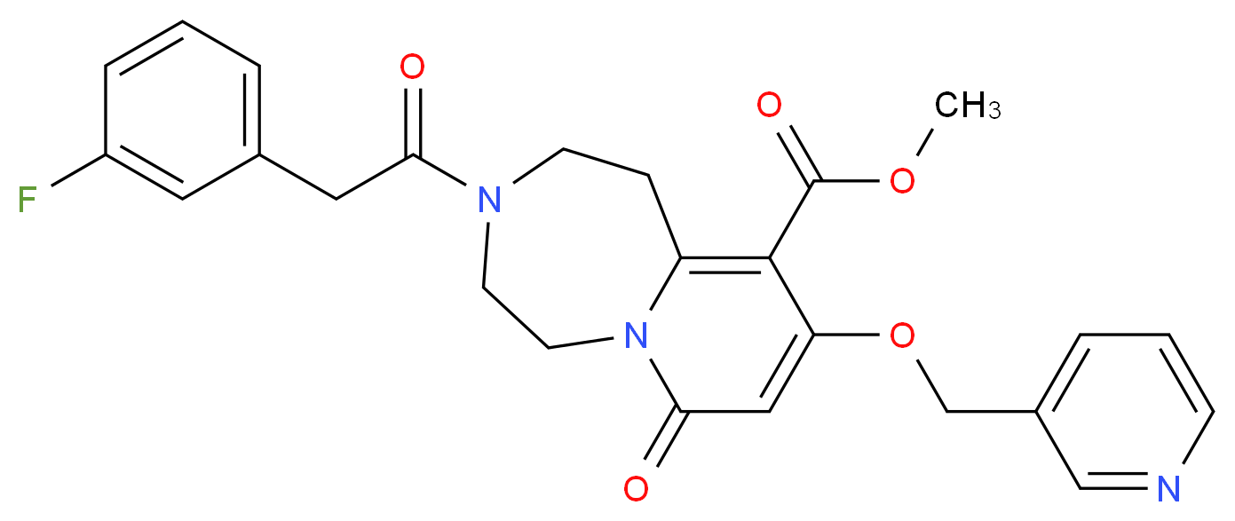 methyl 3-[(3-fluorophenyl)acetyl]-7-oxo-9-(3-pyridinylmethoxy)-1,2,3,4,5,7-hexahydropyrido[1,2-d][1,4]diazepine-10-carboxylate_分子结构_CAS_)