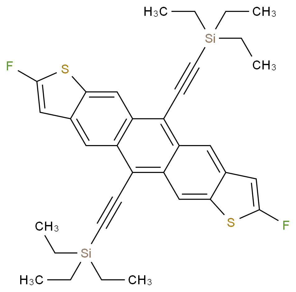 (2-{7,17-difluoro-12-[2-(triethylsilyl)ethynyl]-6,16-dithiapentacyclo[11.7.0.0<sup>3</sup>,<sup>1</sup><sup>1</sup>.0<sup>5</sup>,<sup>9</sup>.0<sup>1</sup><sup>5</sup>,<sup>1</sup><sup>9</sup>]icosa-1(20),2,4,7,9,11,13,15(19),17-nonaen-2-yl}ethynyl)triethylsilane_分子结构_CAS_1015071-21-2