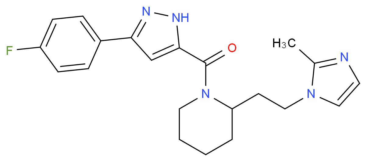 1-{[3-(4-fluorophenyl)-1H-pyrazol-5-yl]carbonyl}-2-[2-(2-methyl-1H-imidazol-1-yl)ethyl]piperidine_分子结构_CAS_)