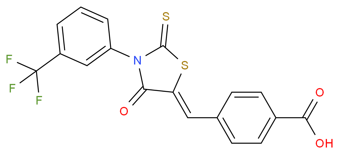 4-({4-oxo-2-sulfanylidene-3-[3-(trifluoromethyl)phenyl]-1,3-thiazolidin-5-ylidene}methyl)benzoic acid_分子结构_CAS_307510-92-5