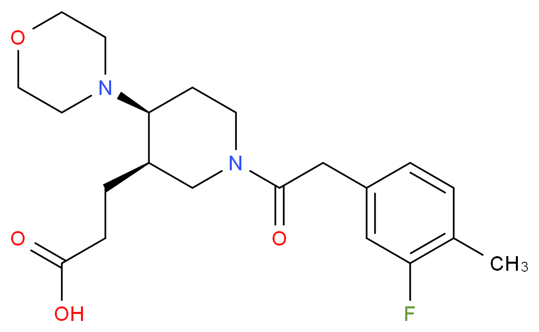 3-{(3R*,4S*)-1-[(3-fluoro-4-methylphenyl)acetyl]-4-morpholin-4-ylpiperidin-3-yl}propanoic acid_分子结构_CAS_)