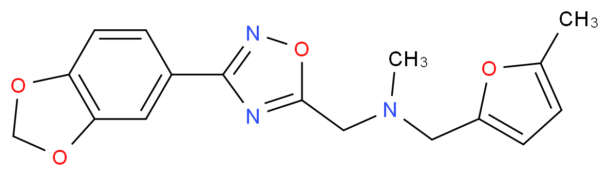 1-[3-(1,3-benzodioxol-5-yl)-1,2,4-oxadiazol-5-yl]-N-methyl-N-[(5-methyl-2-furyl)methyl]methanamine_分子结构_CAS_)