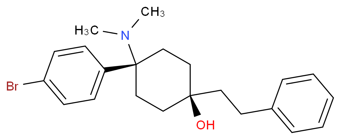 (1r,4s)-4-(4-bromophenyl)-4-(dimethylamino)-1-(2-phenylethyl)cyclohexan-1-ol_分子结构_CAS_77239-98-6
