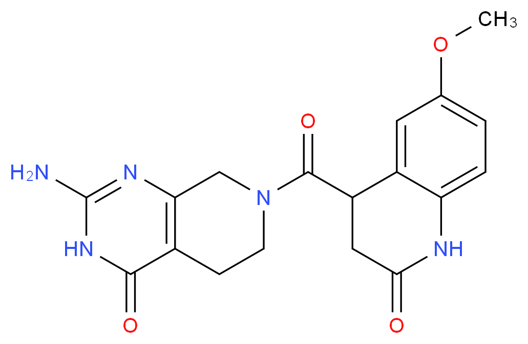 2-amino-7-[(6-methoxy-2-oxo-1,2,3,4-tetrahydroquinolin-4-yl)carbonyl]-5,6,7,8-tetrahydropyrido[3,4-d]pyrimidin-4(3H)-one_分子结构_CAS_)
