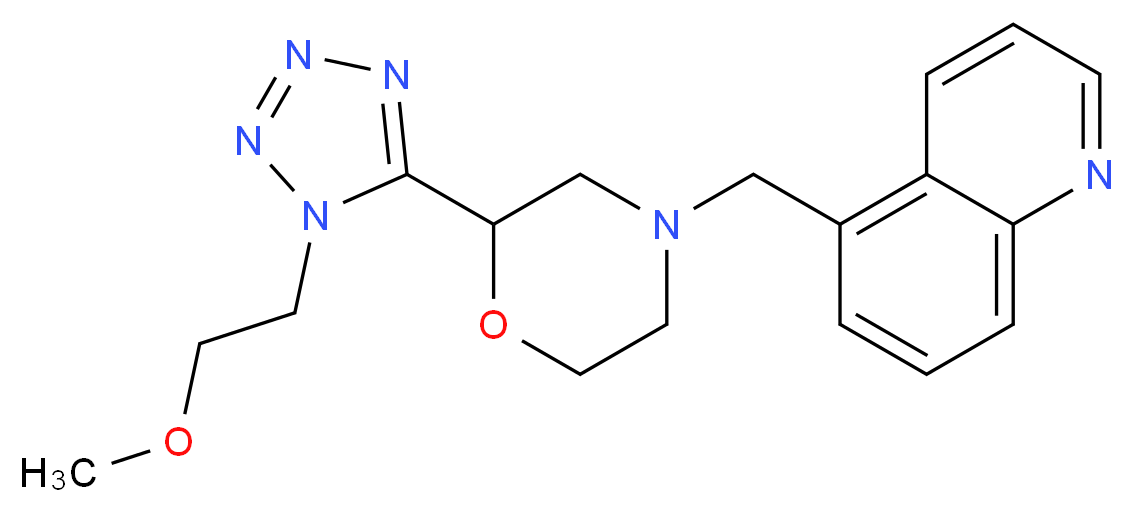 5-({2-[1-(2-methoxyethyl)-1H-tetrazol-5-yl]morpholin-4-yl}methyl)quinoline_分子结构_CAS_)