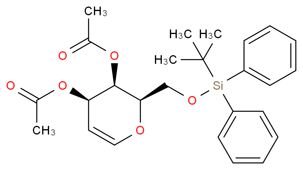 (2R,3R,4R)-4-(acetyloxy)-2-{[(tert-butyldiphenylsilyl)oxy]methyl}-3,4-dihydro-2H-pyran-3-yl acetate_分子结构_CAS_312692-93-6