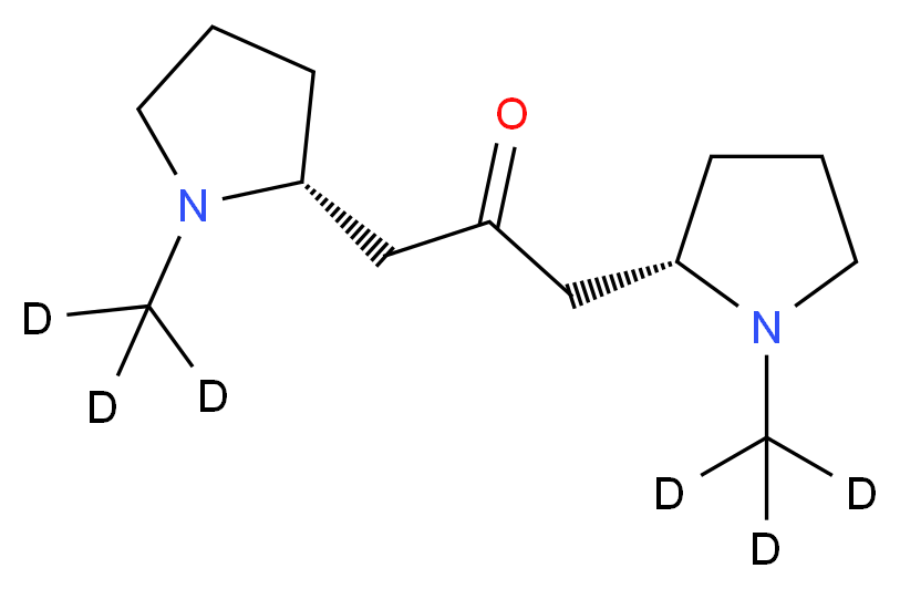 1-[(2R)-1-(<sup>2</sup>H<sub>3</sub>)methylpyrrolidin-2-yl]-3-[(2S)-1-(<sup>2</sup>H<sub>3</sub>)methylpyrrolidin-2-yl]propan-2-one_分子结构_CAS_1292907-65-3