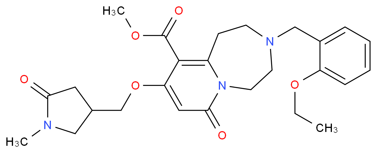 methyl 3-(2-ethoxybenzyl)-9-[(1-methyl-5-oxo-3-pyrrolidinyl)methoxy]-7-oxo-1,2,3,4,5,7-hexahydropyrido[1,2-d][1,4]diazepine-10-carboxylate_分子结构_CAS_)