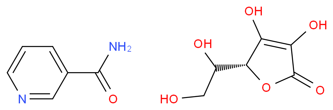 (5R)-5-(1,2-dihydroxyethyl)-3,4-dihydroxy-2,5-dihydrofuran-2-one; pyridine-3-carboxamide_分子结构_CAS_1987-71-9