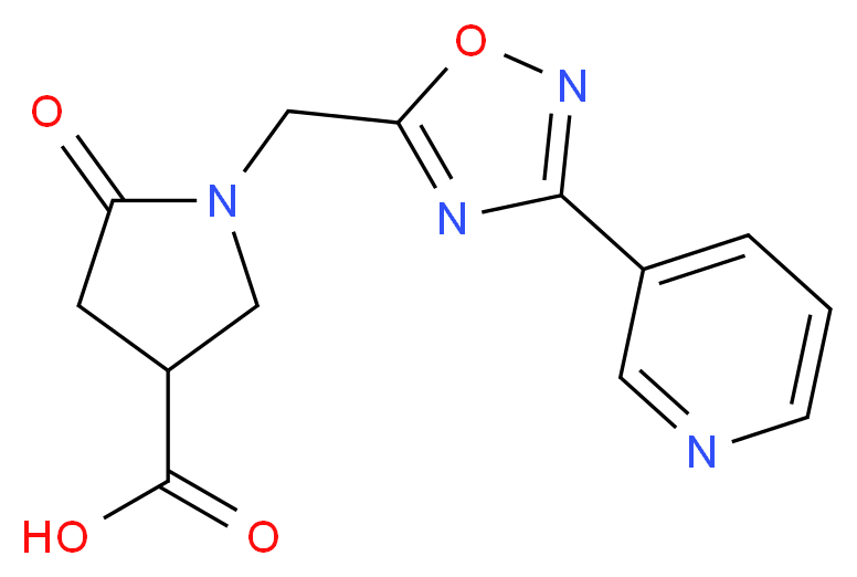 5-oxo-1-[(3-pyridin-3-yl-1,2,4-oxadiazol-5-yl)methyl]pyrrolidine-3-carboxylic acid_分子结构_CAS_)