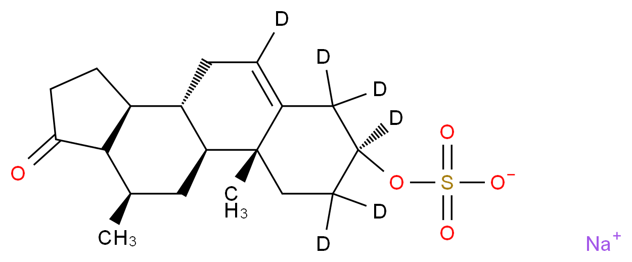 sodium (1S,2R,5S,10S,11S,16R)-2,16-dimethyl-14-oxo(4,4,5,6,6,8-<sup>2</sup>H<sub>6</sub>)tetracyclo[8.7.0.0<sup>2</sup>,<sup>7</sup>.0<sup>1</sup><sup>1</sup>,<sup>1</sup><sup>5</sup>]heptadec-7-en-5-yl sulfate_分子结构_CAS_1257525-73-7