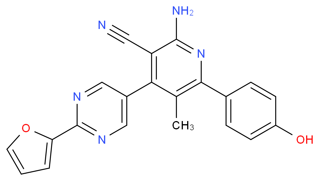 2-amino-4-[2-(2-furyl)pyrimidin-5-yl]-6-(4-hydroxyphenyl)-5-methylnicotinonitrile_分子结构_CAS_)