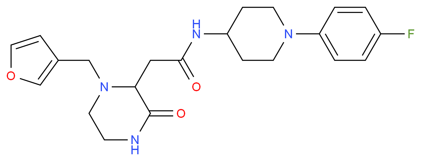 N-[1-(4-fluorophenyl)-4-piperidinyl]-2-[1-(3-furylmethyl)-3-oxo-2-piperazinyl]acetamide_分子结构_CAS_)