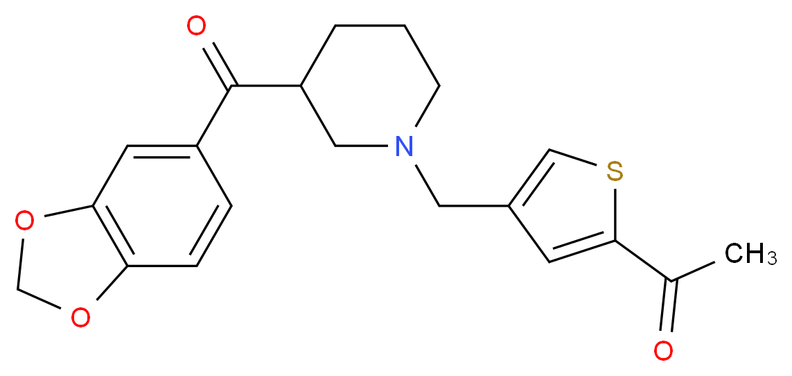 1-(4-{[3-(1,3-benzodioxol-5-ylcarbonyl)-1-piperidinyl]methyl}-2-thienyl)ethanone_分子结构_CAS_)