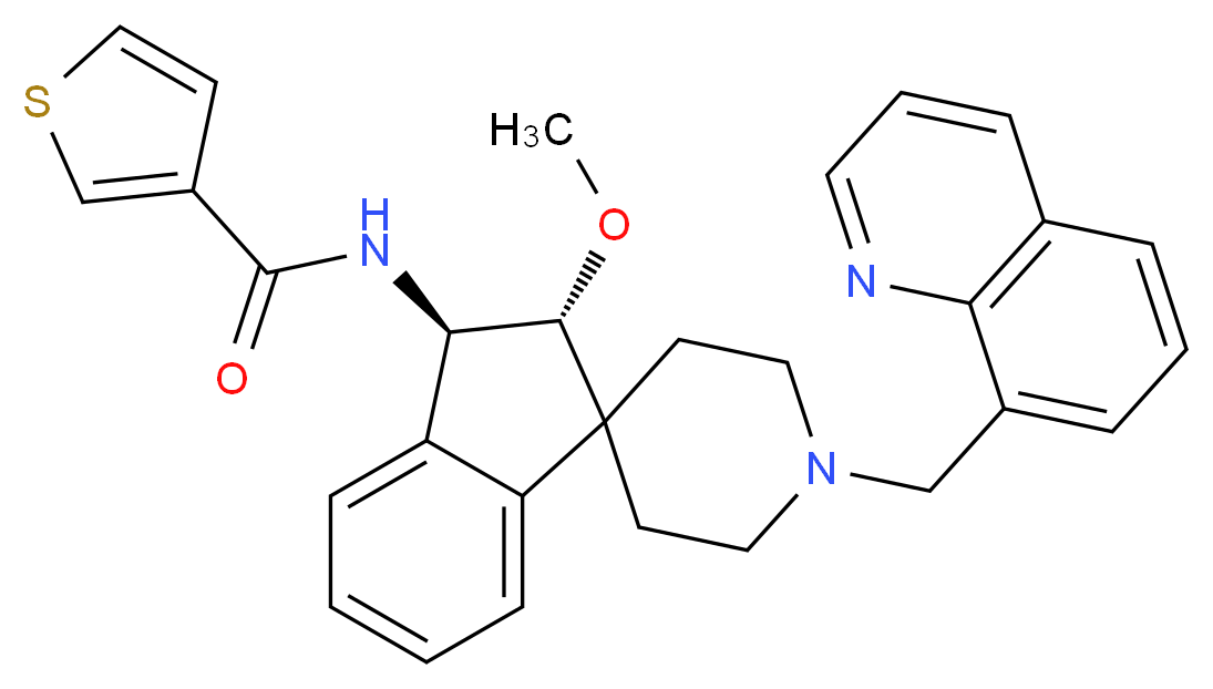 N-[(2R*,3R*)-2-methoxy-1'-(8-quinolinylmethyl)-2,3-dihydrospiro[indene-1,4'-piperidin]-3-yl]-3-thiophenecarboxamide_分子结构_CAS_)